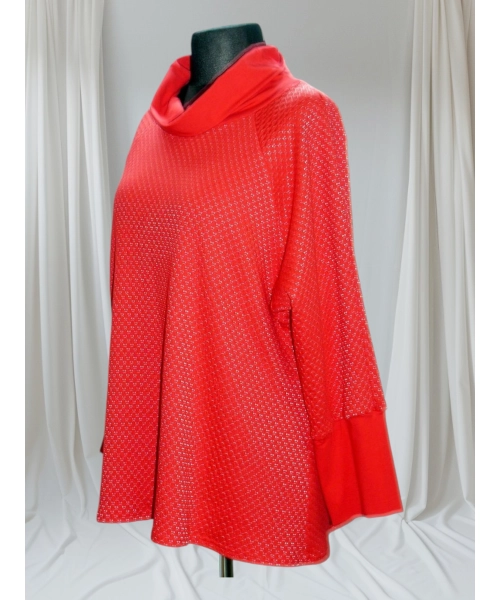 Tunika TRAPEZOWA dla puszystej - plaster miodu czerwona